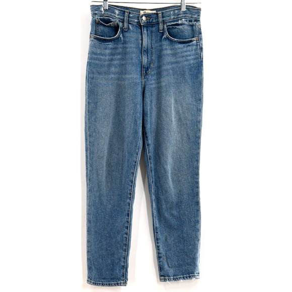 Madewell Denim - Madewell The MomJean Medium Wash Distressed Raw Hem High Rise 27 Mom Jeans K9935